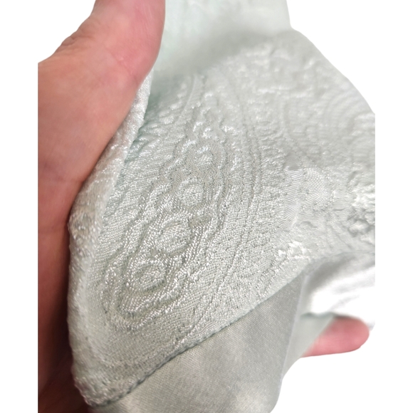 Vintage Oscar De La Renta Pink Label Seafoam Mint Paisley Textured Robe Medium - Picture 8 of 9